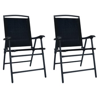 vidaXL Składane krzesła ogrodowe, 2 szt., tworzywo textilene, czarne