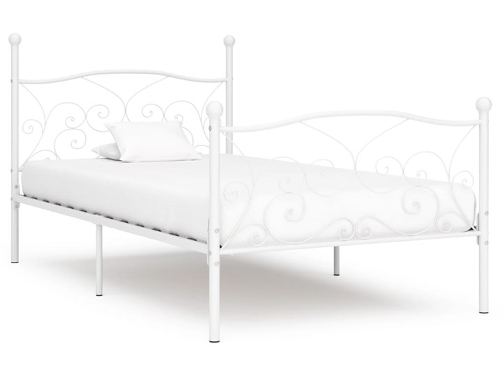 vidaXL Rama łóżka ze stelażem z listw, biała, metalowa, 90 x 200 cm Łóżko metalowe Kategoria Łóżka do sypialni Styl Tradycyjny