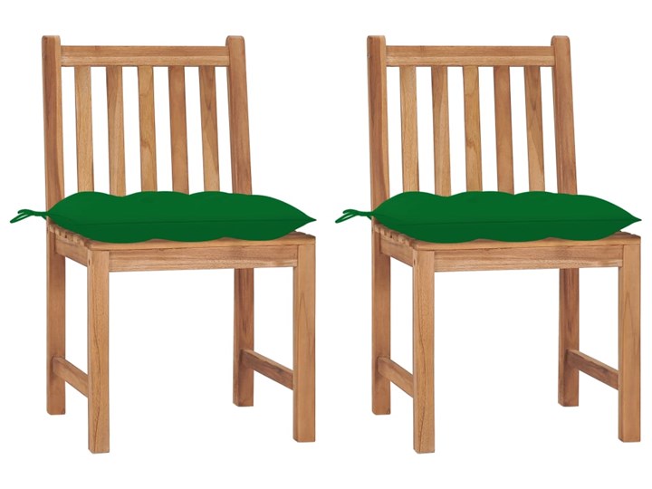 vidaXL Krzesła ogrodowe z poduszkami, 2 szt., lite drewno tekowe Tworzywo sztuczne Krzesła tradycyjne Kolor Brązowy