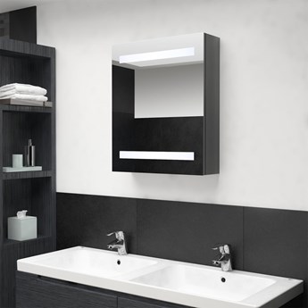 vidaXL Szafka łazienkowa z lustrem i LED, lśniąca szarość, 50x14x60 cm