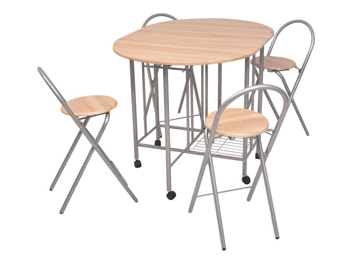 vidaXL Zestaw składanych mebli do jadalni - 5 elementów MDF Liczba krzeseł 4 krzesła Liczba krzeseł 5 krzeseł