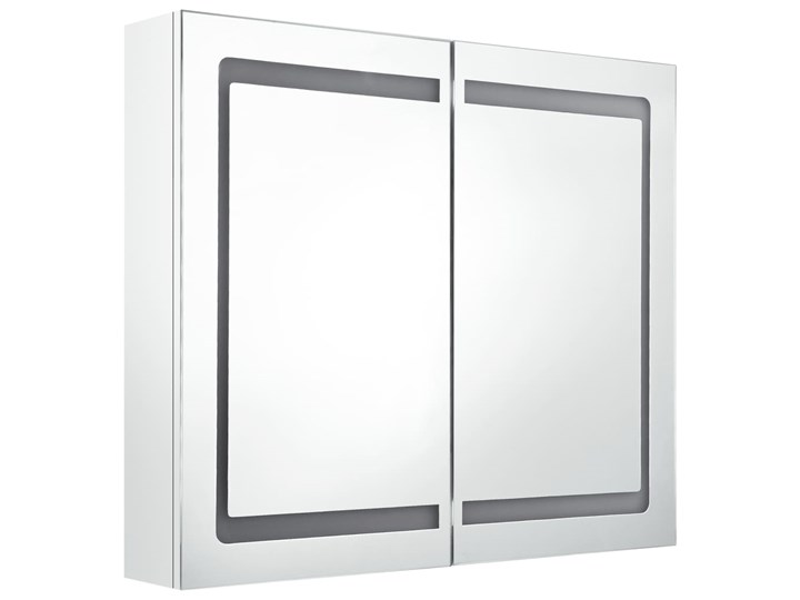 vidaXL Szafka łazienkowa z lustrem i LED, lśniąca biel, 80x12x68 cm Płyta MDF Szafki Wiszące Szkło Rodzaj frontu Drzwiczki