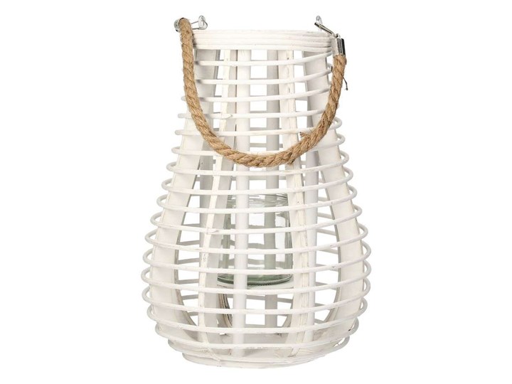 Lampion Vela 33cm white, 23 x 23 x 33 cm Rattan Szkło Kolor Biały Kategoria Świeczniki i świece