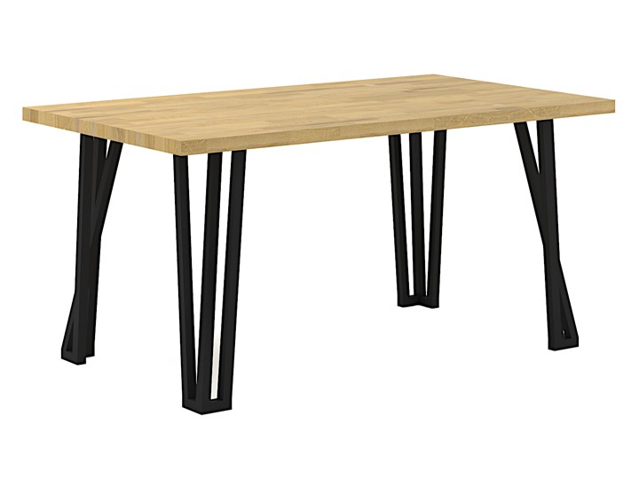 Dębowy stół ze stalowymi nogami - Ferrolo 3X Płyta MDF Wysokość 77 cm Drewno Pomieszczenie Stoły do jadalni
