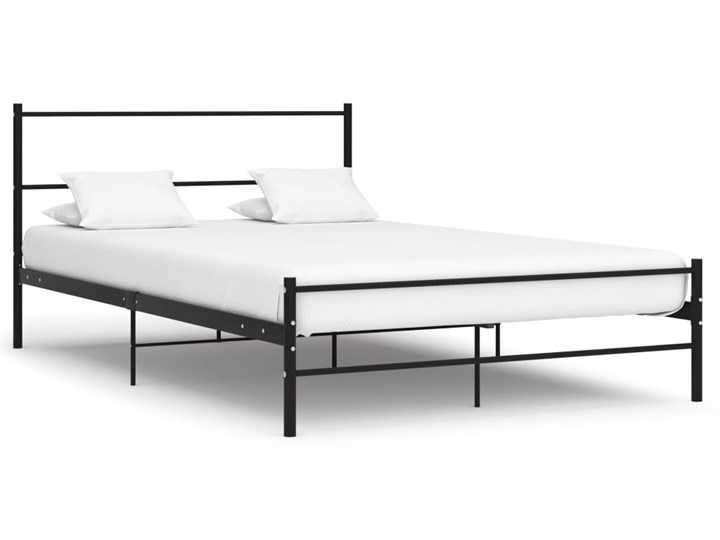 vidaXL Rama łóżka, czarna, metalowa, 140 x 200 cm Łóżko metalowe Zagłówek Z zagłówkiem Styl Tradycyjny