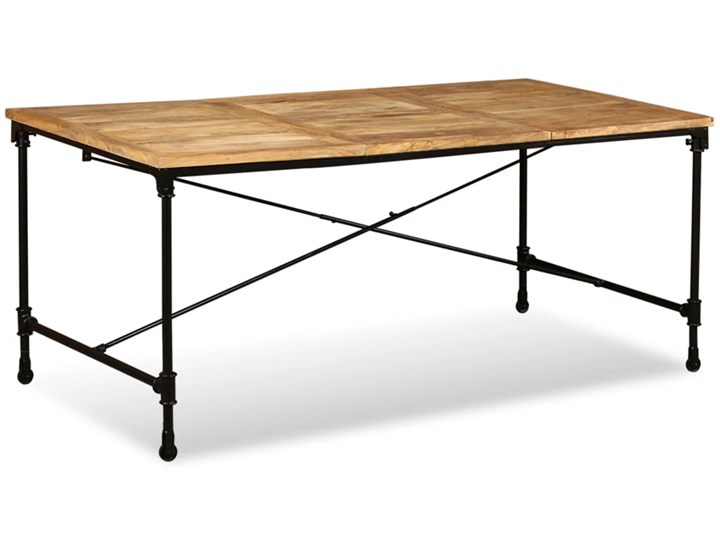 vidaXL Stół jadalniany, lite drewno mango, 180 cm Stal Wysokość 76 cm Średnica
