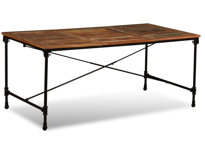vidaXL Stół jadalniany z litego drewna odzyskanego, 180 cm Pomieszczenie Stoły do kuchni Stal Drewno Wysokość 76 cm Styl Industrialny