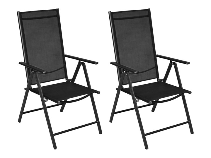 vidaXL Składane krzesła ogrodowe, 2 szt., aluminium/textilene, czarne Tworzywo sztuczne Kolor Czarny Krzesło składane Styl Nowoczesny