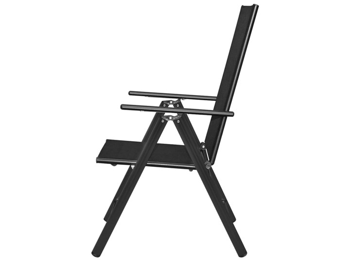 vidaXL Składane krzesła ogrodowe, 2 szt., aluminium/textilene, czarne Krzesło składane Tworzywo sztuczne Kolor Czarny