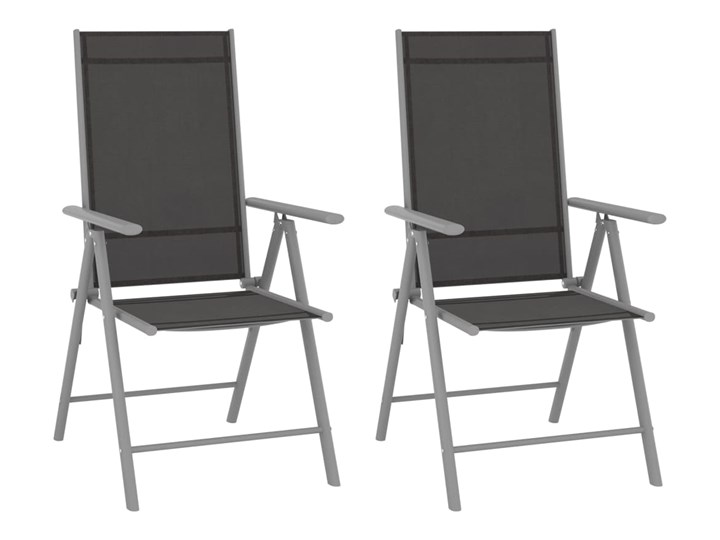 vidaXL Składane krzesła ogrodowe, 2 szt., tkanina textilene, czarne Krzesło składane Kolor Szary Aluminium Tworzywo sztuczne Kolor Czarny