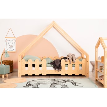 Drewniane łóżko dziecięce domek z płotem - Stires