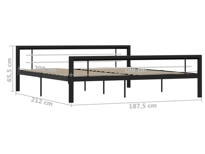 vidaXL Rama łóżka, czarno-biała, metalowa, 180x200 cm Łóżko metalowe Zagłówek Z zagłówkiem