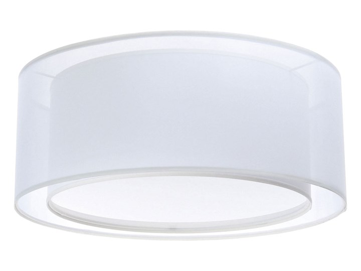 Biały okrągły plafon do salonu - S437-Estera Tworzywo sztuczne Plafony Lampa z abażurem Metal Okrągłe Tkanina Styl Skandynawski Pomieszczenie Sypialnia