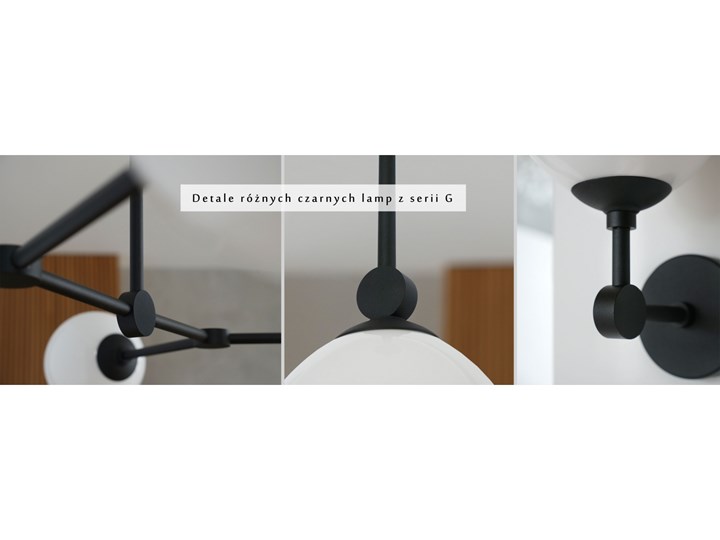 Sufitowa niska czarna lampa GC-S3K Mosiądz Metal Kategoria Lampy sufitowe Stal Lampa z kloszem Szkło Kolor Czarny