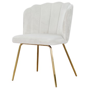 SELSEY Krzesło tapicerowane Servoil zgaszona biel welur na złotych nóżkach