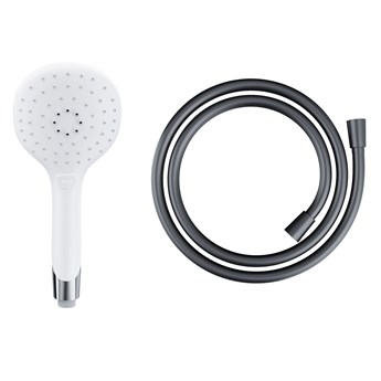 Słuchawka prysznicowa Corsan CMP002WH chrom z wężem prysznicowym CMW250 PCV czarnym