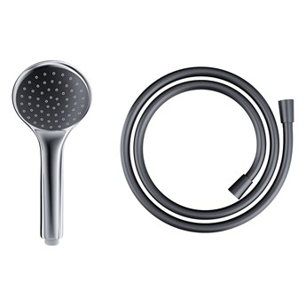 Słuchawka prysznicowa Corsan CMP008BL chrom z wężem prysznicowym CMW250 PCV czarnym