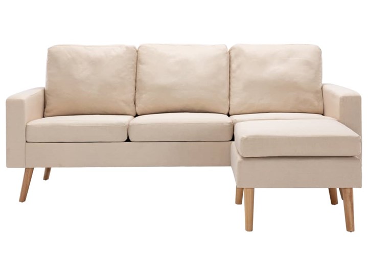 vidaXL 3-osobowa sofa z podnóżkiem, kremowa, tapicerowana tkaniną Szerokość 184 cm Prawostronne Kolor Beżowy