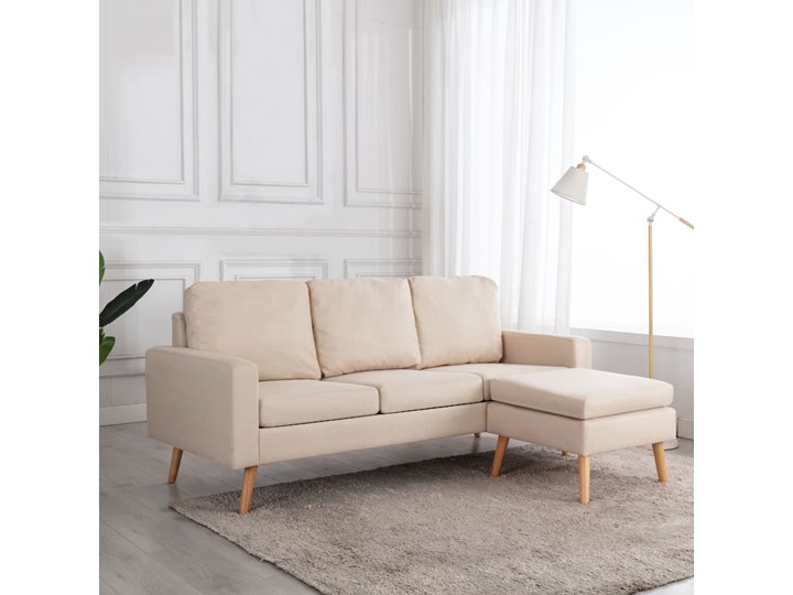 vidaXL 3-osobowa sofa z podnóżkiem, kremowa, tapicerowana tkaniną Szerokość 184 cm Prawostronne Kategoria Narożniki