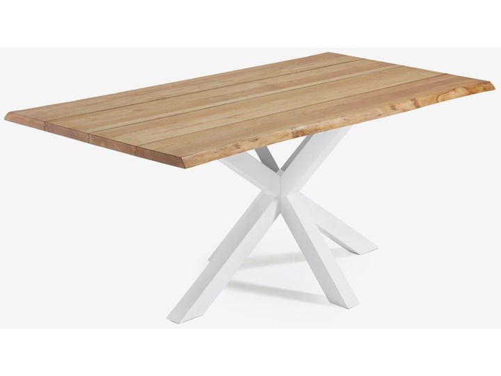Stół fornirowany dębowy blat białe metalowe nogi 160x90 cm