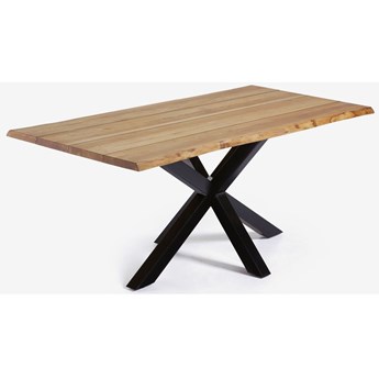 stół Argo fornir dębowy o wykończeniu naturalnym i stalowe czarne nogi 160 x 90 cm