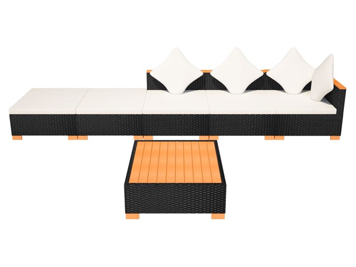 vidaXL 6-cz. zestaw wypoczynkowy do ogrodu, poduszki, rattan PE czarny Stal Zawartość zestawu Sofa Zestawy modułowe Zestawy wypoczynkowe Tworzywo sztuczne Zawartość zestawu Puf
