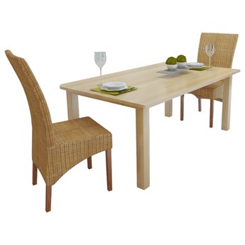 vidaXL Krzesła stołowe, 2 szt., brązowe, naturalny rattan
