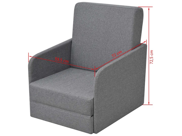 vidaXL Rozkładany fotel, jasnoszary, tkanina Kategoria Fotele do salonu Szerokość 60 cm Fotel rozkładany Styl Nowoczesny