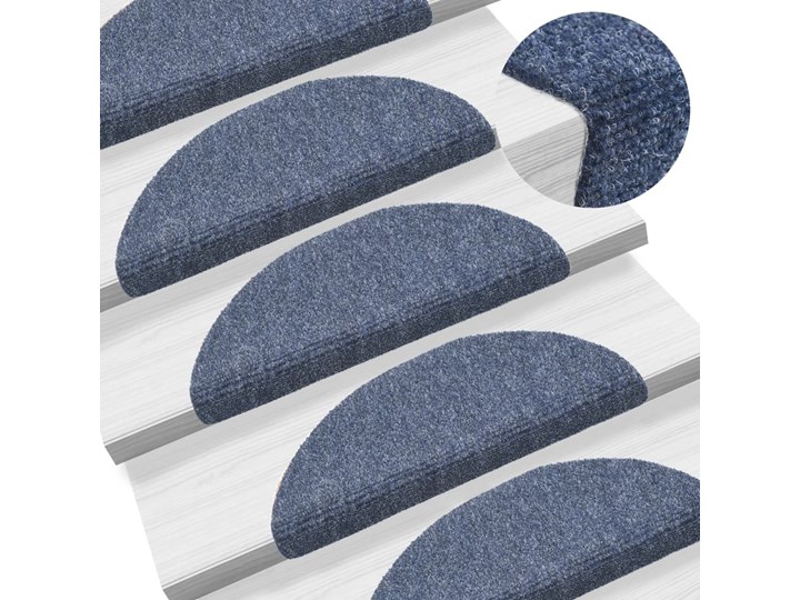 vidaXL Samoprzylepne nakładki na schody, 56x17x3 cm, niebieskie Nieregularny Syntetyk 17x56 cm Nakładki schodowe Bawełna Wzór Jednobarwny