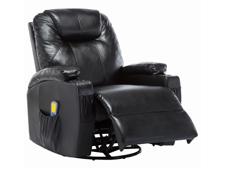 vidaXL Bujany fotel do masażu, czarny, sztuczna skóra Tkanina Fotel bujany Skóra ekologiczna Fotel obrotowy Tworzywo sztuczne Szerokość 81 cm Fotel masujący Kategoria Fotele do salonu