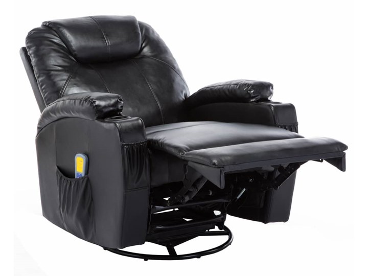 vidaXL Bujany fotel do masażu, czarny, sztuczna skóra Tkanina Szerokość 81 cm Tworzywo sztuczne Fotel bujany Skóra ekologiczna Pomieszczenie Salon Fotel masujący Fotel obrotowy Kategoria Fotele do salonu