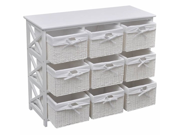 vidaXL Szafka z koszykami, biała Drewno Wysokość 76 cm Płyta laminowana Uniwersalne Szerokość 94 cm Stojące Tworzywo sztuczne Płyta MDF Głębokość 37 cm Kolor Biały