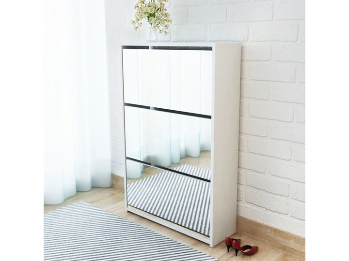 vidaXL Szafka na buty z 3 półkami i lustrem, kolor dębu 63x17x102,5 cm Głębokość 17 cm Styl Nowoczesny Płyta laminowana Płyta MDF Drewno Płyta meblowa Wysokość 103 cm Szerokość 63 cm Kategoria Szafki i regały