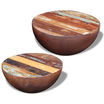 vidaXL Dwa stoliki kawowe na kształt misy z drewna odzyskanego