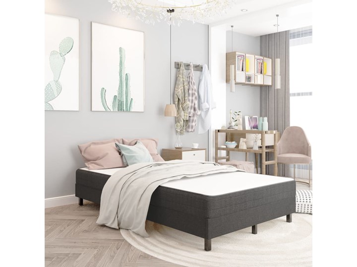 vidaXL Łóżko kontynentalne, szare, tapicerowane, 120x200 cm Kategoria Łóżka do sypialni Łóżko tapicerowane Metal Pojemnik na pościel Bez pojemnika
