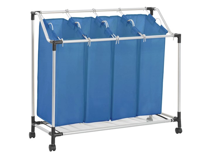 vidaXL Sortownik na pranie z 4 pojemnikami, niebieski, stalowy Metal Tworzywo sztuczne Kategoria