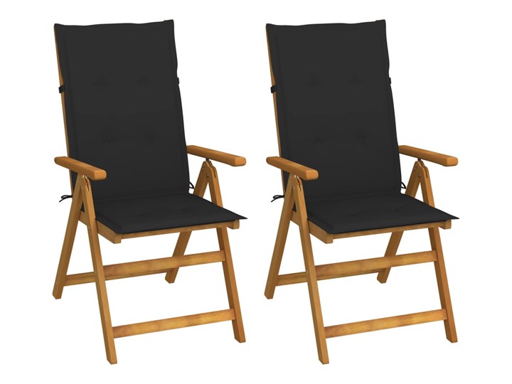 vidaXL Rozkładane krzesła ogrodowe z poduszkami, 2 szt., lita akacja Krzesło z podłokietnikami Krzesło składane Kolor Brązowy Drewno Tworzywo sztuczne Kolor Beżowy