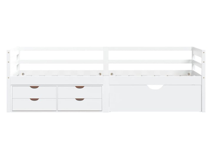 vidaXL Rama łóżka z szufladami i szafką, biała, sosna, 90x200 cm Drewno Kolor Biały