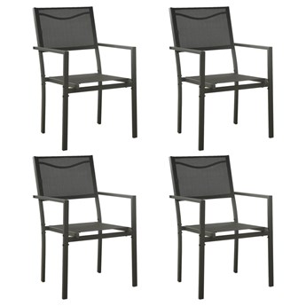 vidaXL Krzesła ogrodowe, 4 szt., stal i textilene, czarno-antracytowe