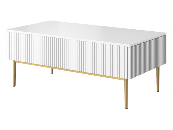 BOGART. Stolik kawowy Nicole biały mat / złote nóżki Wysokość 23 cm Wysokość 48 cm Metal Płyta MDF Długość 120 cm Zestaw stolików Szerokość 60 cm Funkcje Z półkami