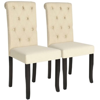 vidaXL Krzesła stołowe, 2 szt., kremowe, tkanina
