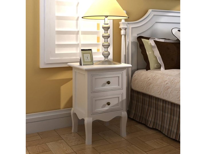 vidaXL Szafki nocne z 2 szufladami, 4 szt., MDF, białe Szerokość 35 cm Płyta MDF Wysokość 49 cm Głębokość 30 cm Drewno Płyta laminowana Kolor Biały