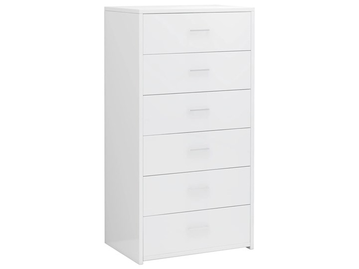 vidaXL Komoda z 6 szufladami, wysoki połysk, biała, 50 x 34 x 96 cm Pomieszczenie Salon Szerokość 105 cm Głębokość 34 cm Z szufladami Płyta MDF Szerokość 50 cm Kolor Biały