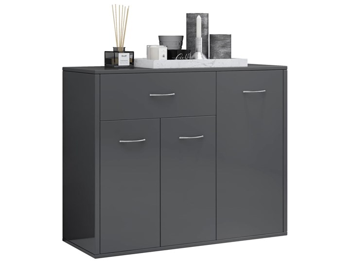 vidaXL Szafka na wysoki połysk, szara, 88 x 30 x 70 cm, płyta wiórowa Styl Minimalistyczny Płyta MDF Szerokość 88 cm Szerokość 105 cm Z szafkami Głębokość 30 cm Pomieszczenie Pokój nastolatka