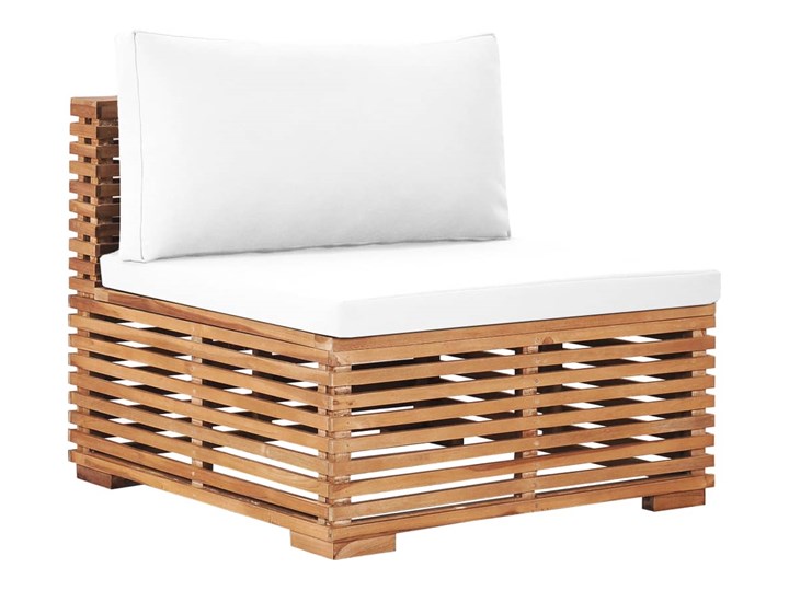 vidaXL Siedzisko ogrodowe z kremową poduszką, lite drewno tekowe Kategoria Fotele ogrodowe Modułowe Kolor Brązowy