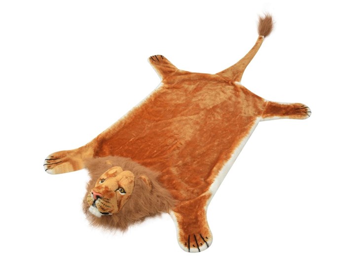 vidaXL Pluszowy dywan, lew, brązowy, 205 cm Poliester Dywaniki Nieregularny 111x205 cm Dywany Pomieszczenie Sypialnia