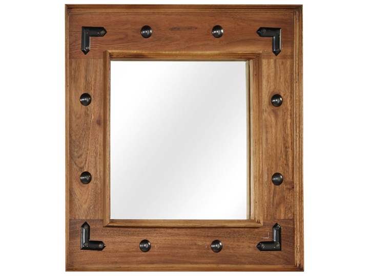 vidaXL Lustro z ramą z litego drewna akacjowego, 50 x 50 cm Kwadratowe Pomieszczenie Łazienka