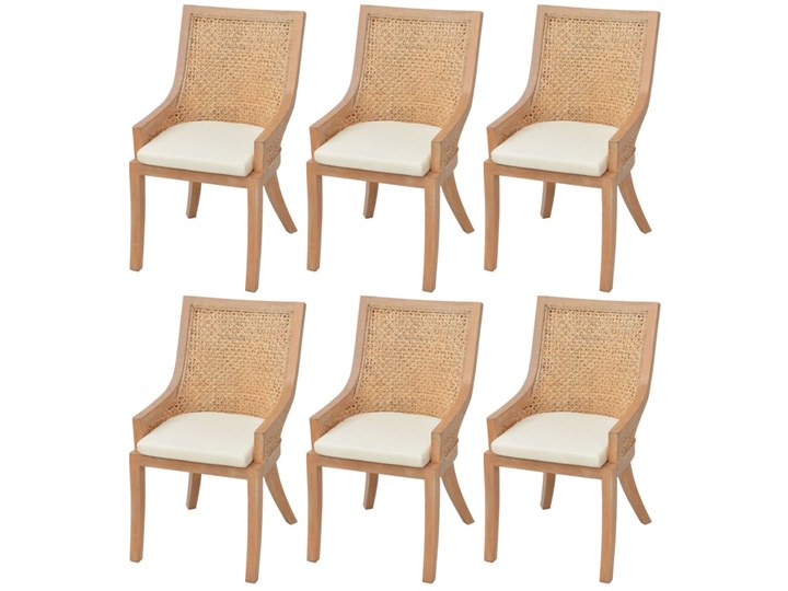 vidaXL Krzesła stołowe, 6 szt., rattan i lite drewno mango Wysokość siedziska 45 cm Wysokość 93 cm Głębokość 66 cm Szerokość 54 cm Kategoria Krzesła kuchenne