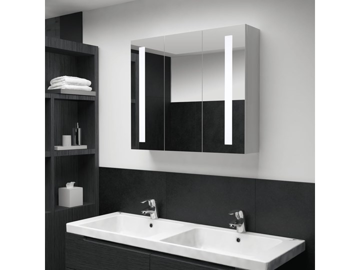 vidaXL Szafka łazienkowa z lustrem i LED, 89 x 14 x 62 cm Szafki Wiszące Szerokość 89 cm Szkło Głębokość 14 cm Płyta MDF Rodzaj frontu Drzwiczki Kategoria Szafki stojące