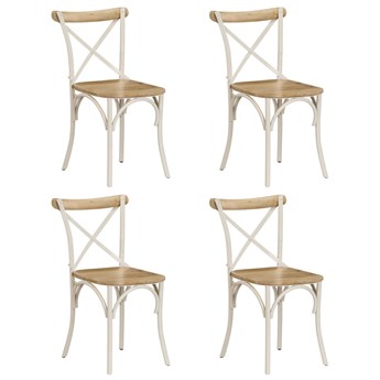 vidaXL Krzesła do jadalni, krzyżowe, 4 szt., białe, lite drewno mango